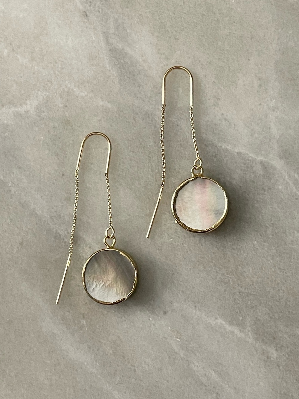 Black Mother of Pearl Threader Earrings